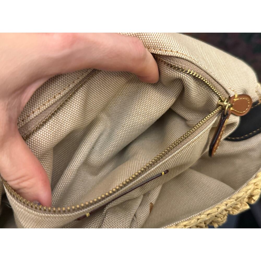 EUC Coach CA032 Soft Tabby Bag In Natural Straw w/ Black Leather Trim - Picture 9 of 14